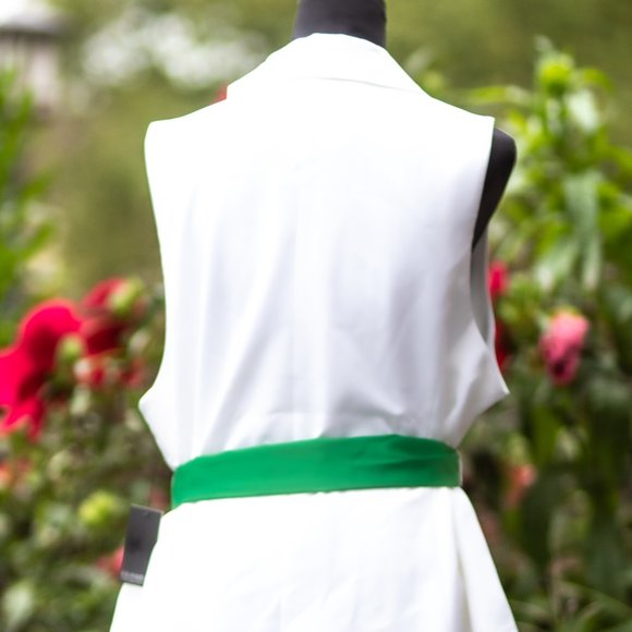 ELOQUII Sleeveless White Vest Jacket Ribbon Belt Elegant - Picture 3 of 3